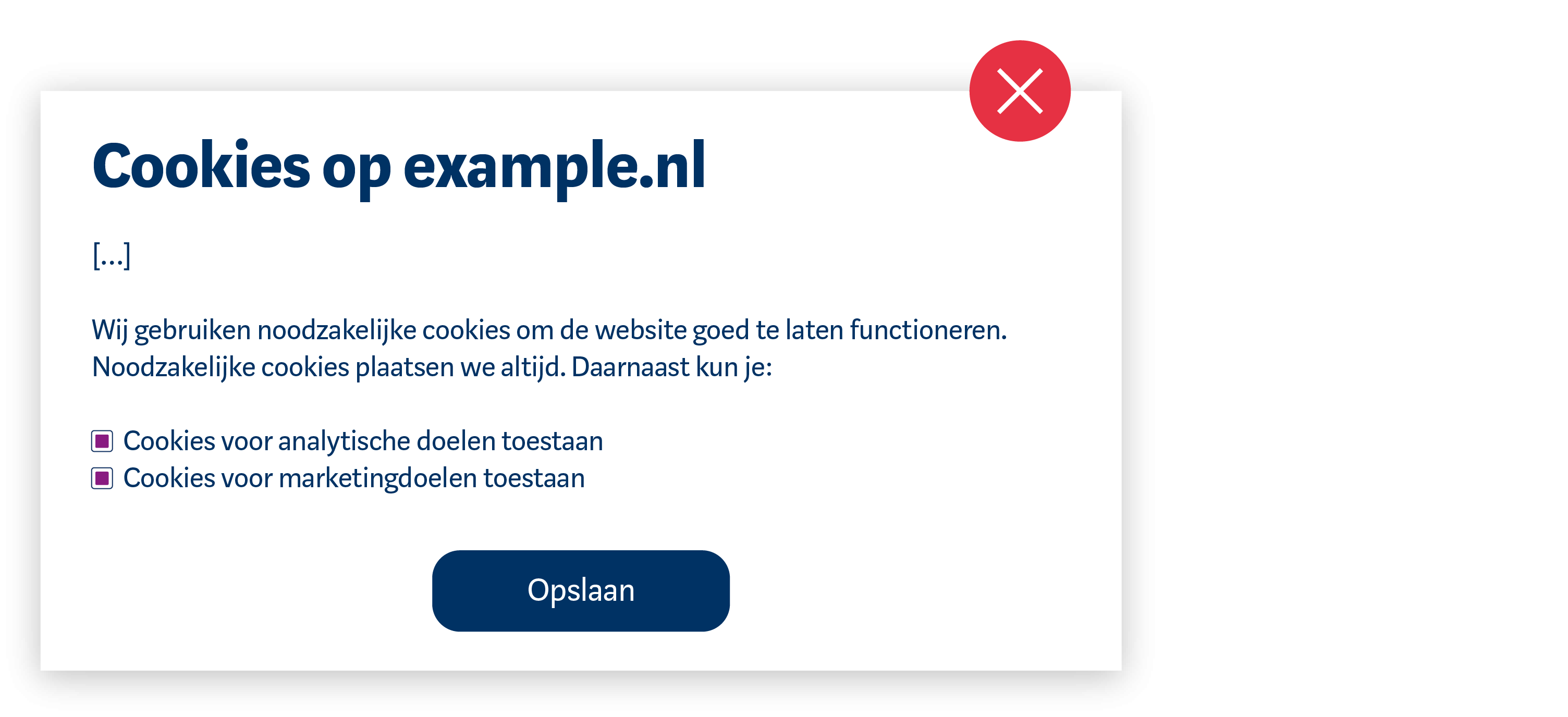 Fout voorbeeld: zet vinkjes niet automatisch aan